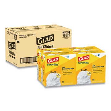 Glad® Tall Kitchen Drawstring Trash Bags, 13 Gal, 0.72 Mil, 24" X 27.38", Gray, 400-carton freeshipping - TVN Wholesale